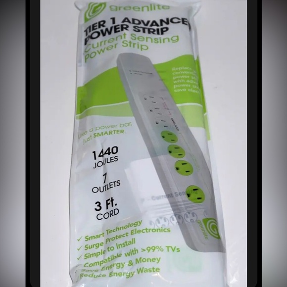Power strip Tier 1 Advanced Energy Save Current Sensing Smart Power-  7 Outlet - Picture 1 of 4